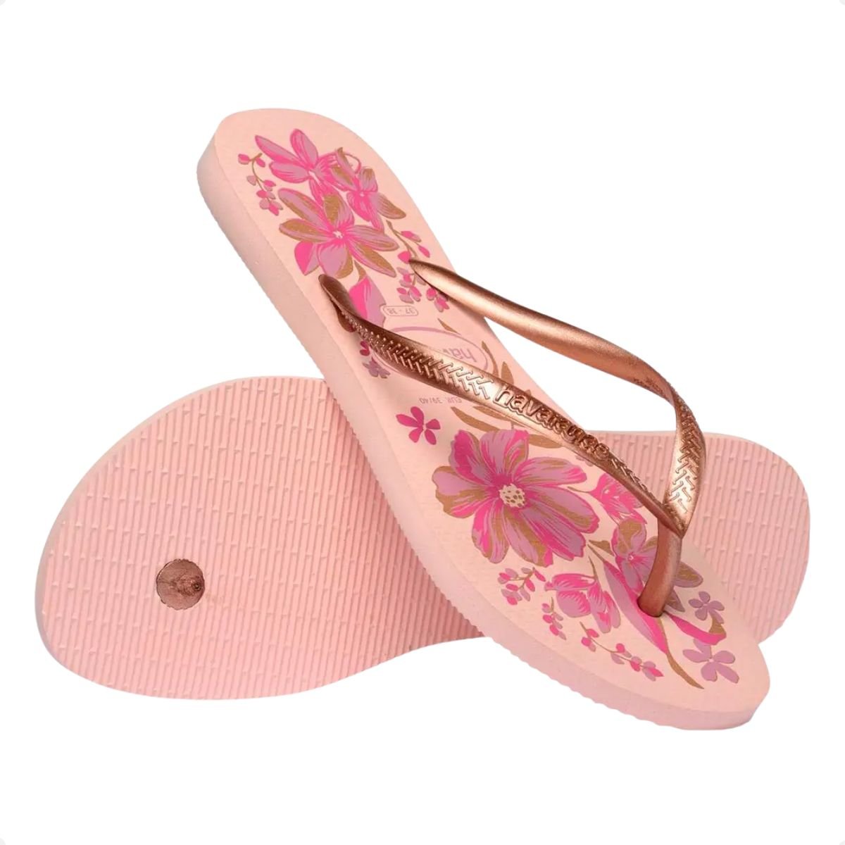 Chinelo Feminino Dedo Havaianas Slim Organic Rosa Bronze 3