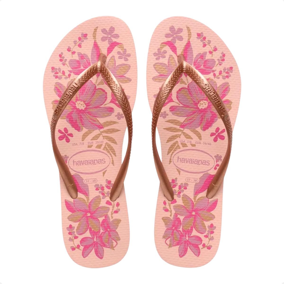 Chinelo Feminino Dedo Havaianas Slim Organic Rosa Bronze 4