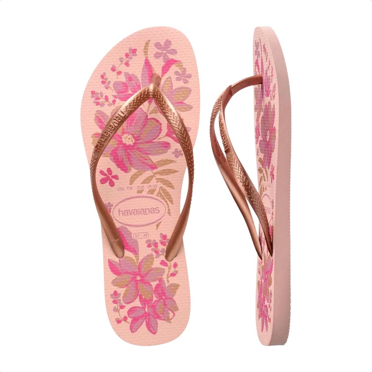 Chinelo Feminino Dedo Havaianas Slim Organic Rosa Bronze 6