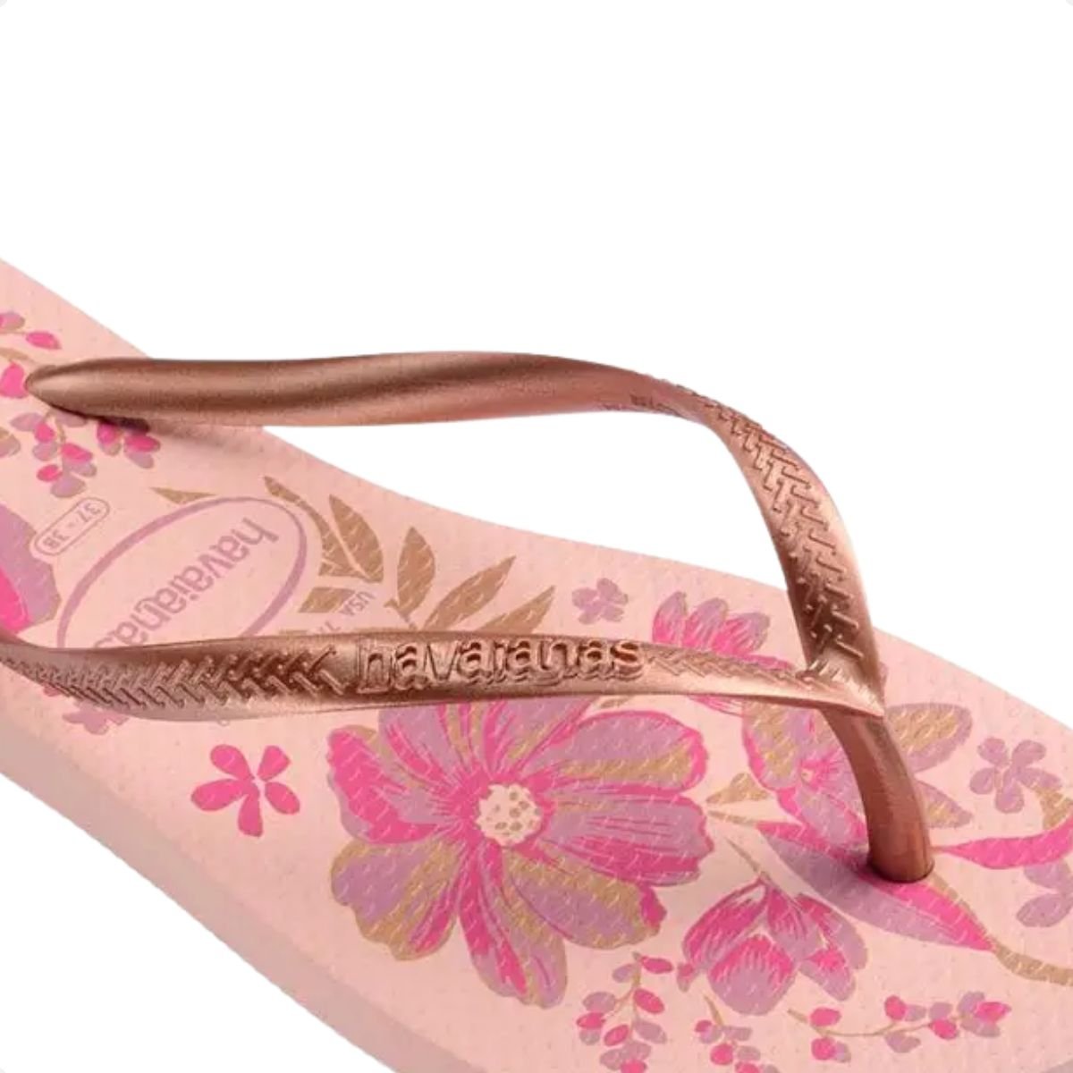Chinelo Feminino Dedo Havaianas Slim Organic Rosa Bronze 7