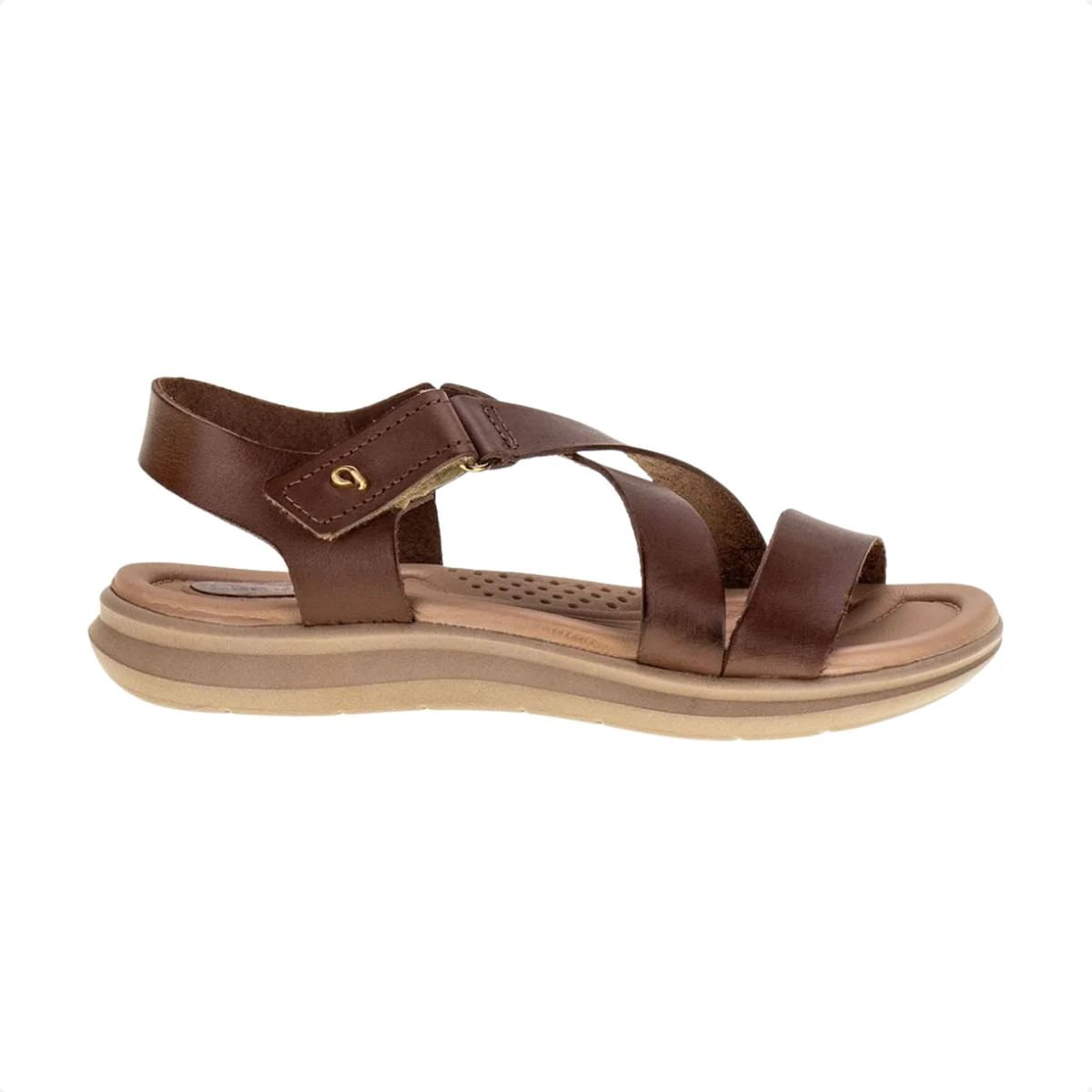 Sandália Feminina Anatõmica Em Couro Pegada Marrom