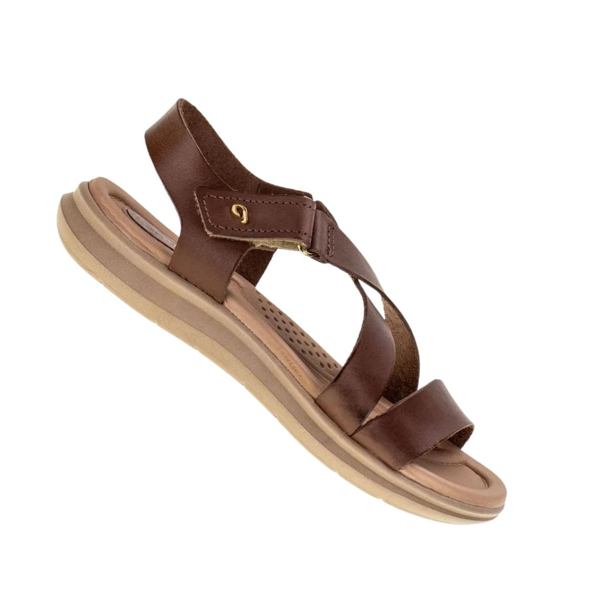 Sandália Feminina Anatõmica Em Couro Pegada Marrom Marrom 7