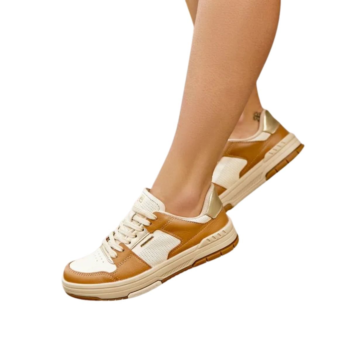 Tênis Moda Feminino Pegada London Marrom Marrom/Branco 3