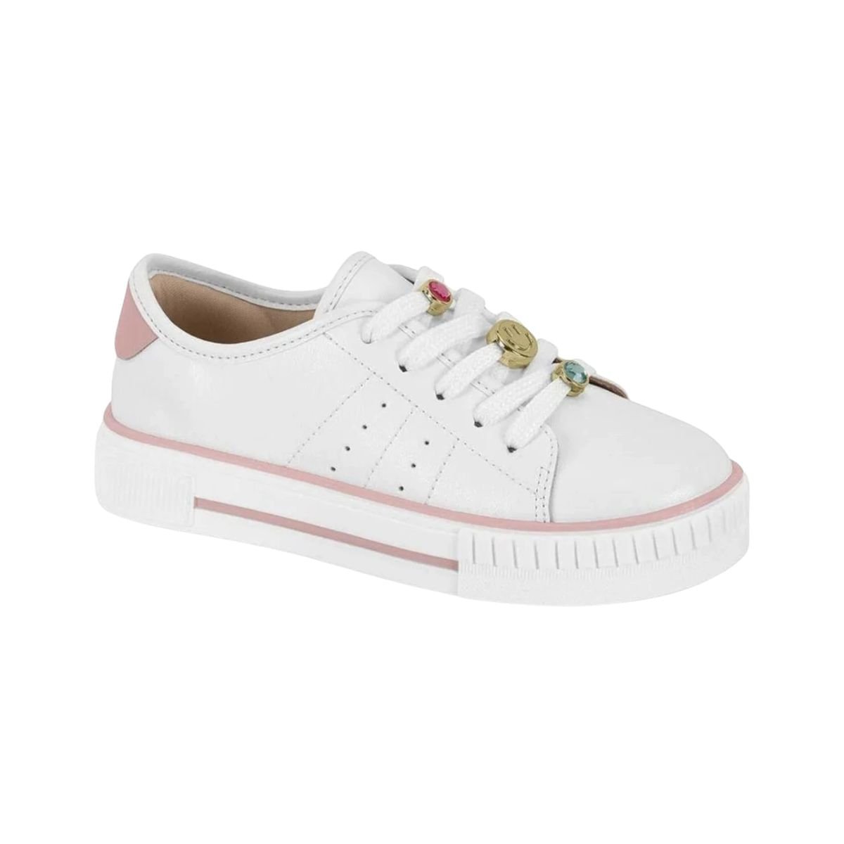 Tênis Casual Infantil Molekinha Branco E Rosa Branco 2