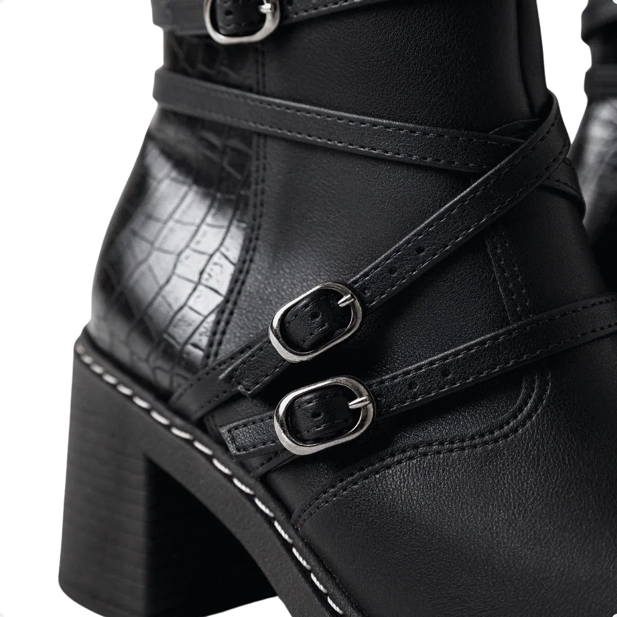 Bota Feminina Cano Curto Salto Alto Piccadilly Preto 3