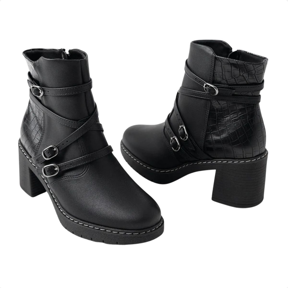 Bota Feminina Cano Curto Salto Alto Piccadilly Preto 4