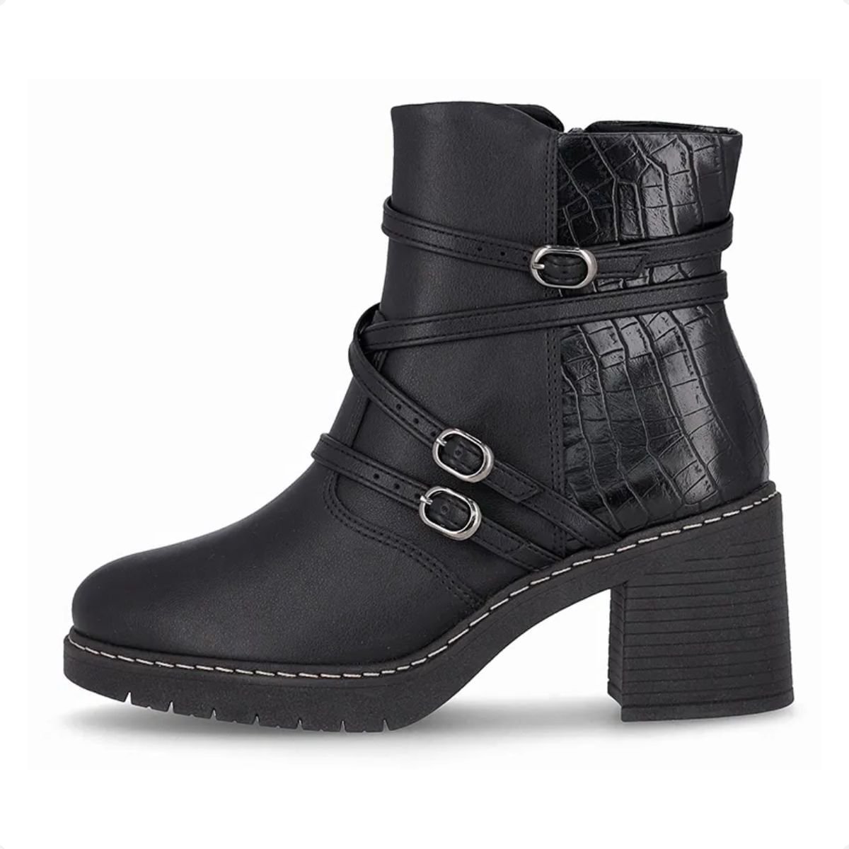 Bota Feminina Cano Curto Salto Alto Piccadilly Preto 5