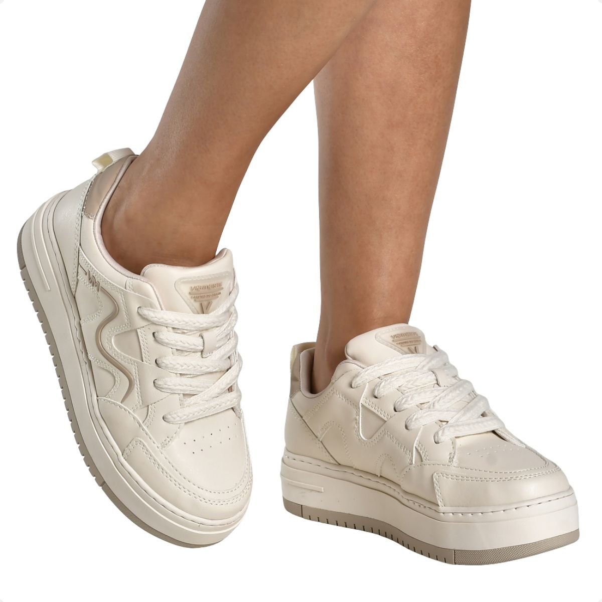 Tênis Moda Casual Plataforma Feminino Via Marte Bege 7