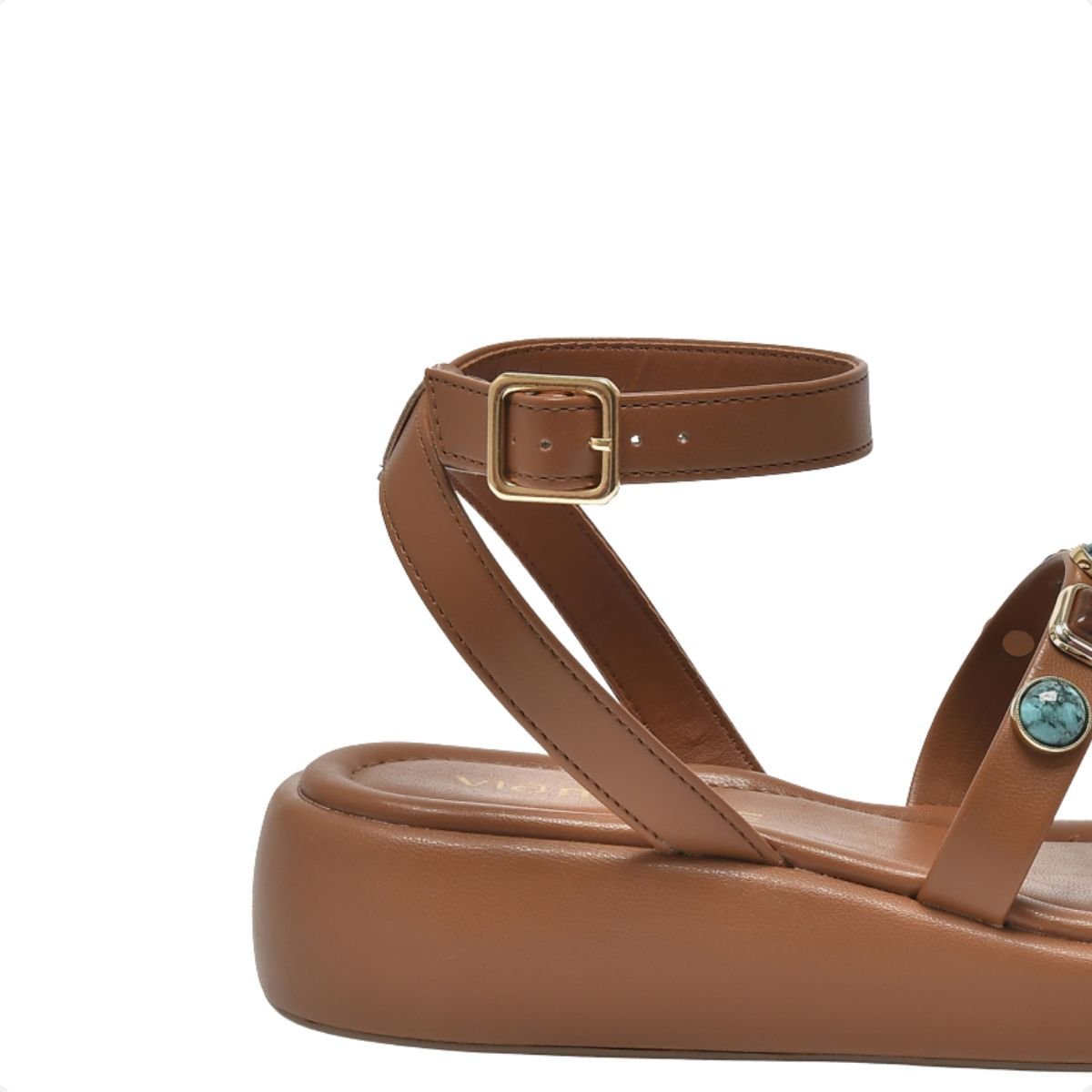 Sandália Flat Papete Anabela Via Marte Pedrarias Marrom 6