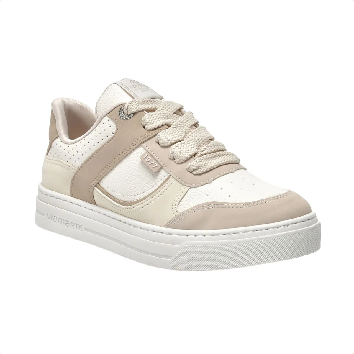 Tênis Casual Moda Feminino Via Marte Bege/Branco/Marfim 2