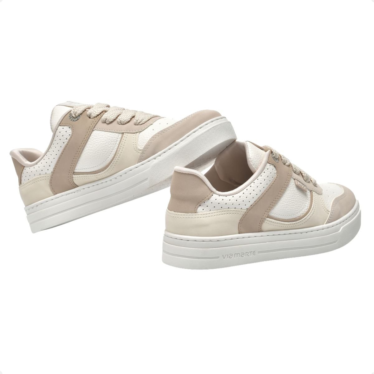 Tênis Casual Moda Feminino Via Marte Bege/Branco/Marfim 3