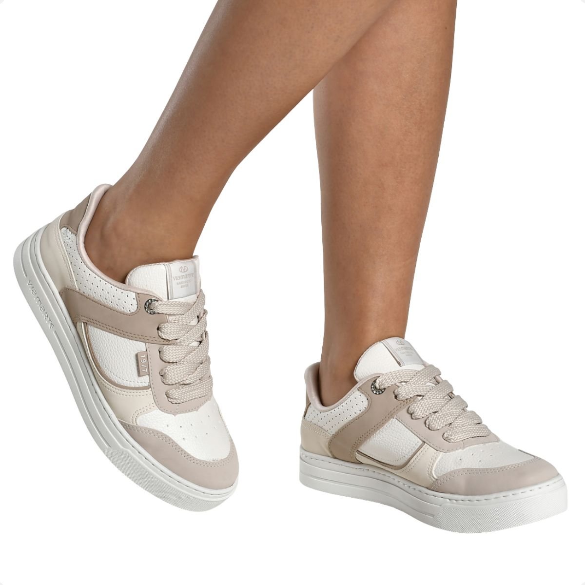 Tênis Casual Moda Feminino Via Marte Bege/Branco/Marfim 7