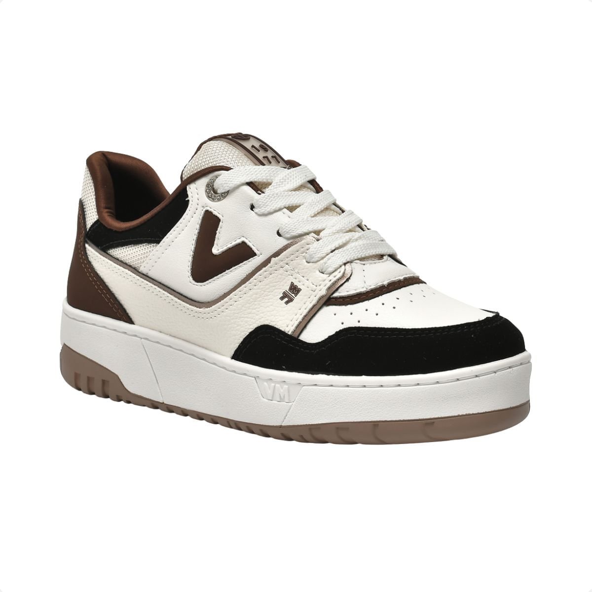 Tênis Moda Feminino Casual Via Marte Branco/Preto/Marrom 2