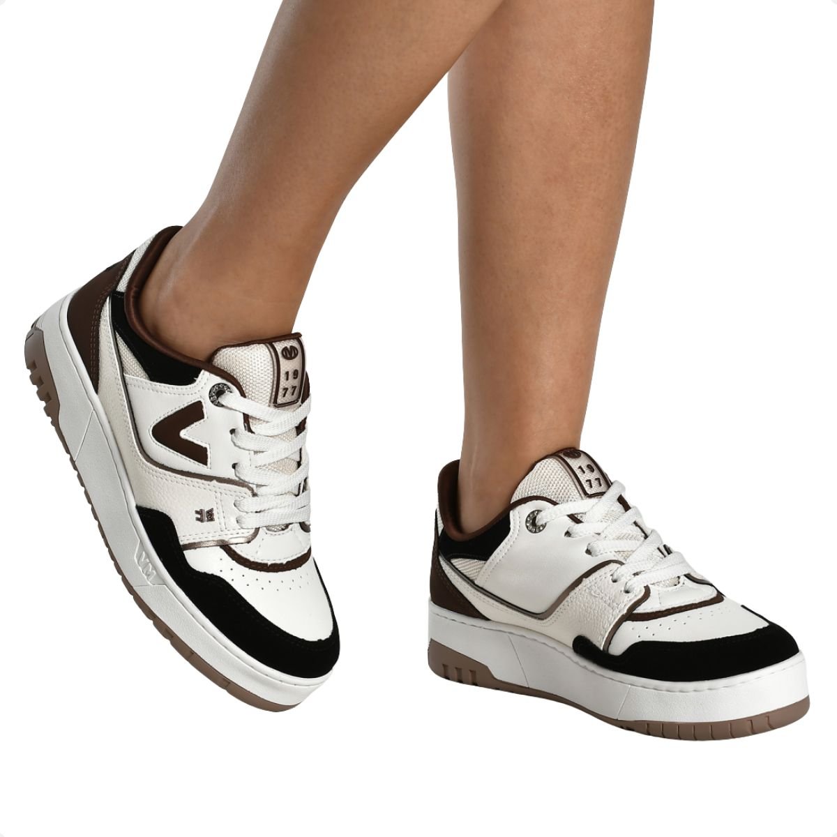 Tênis Moda Feminino Casual Via Marte Branco/Preto/Marrom 7
