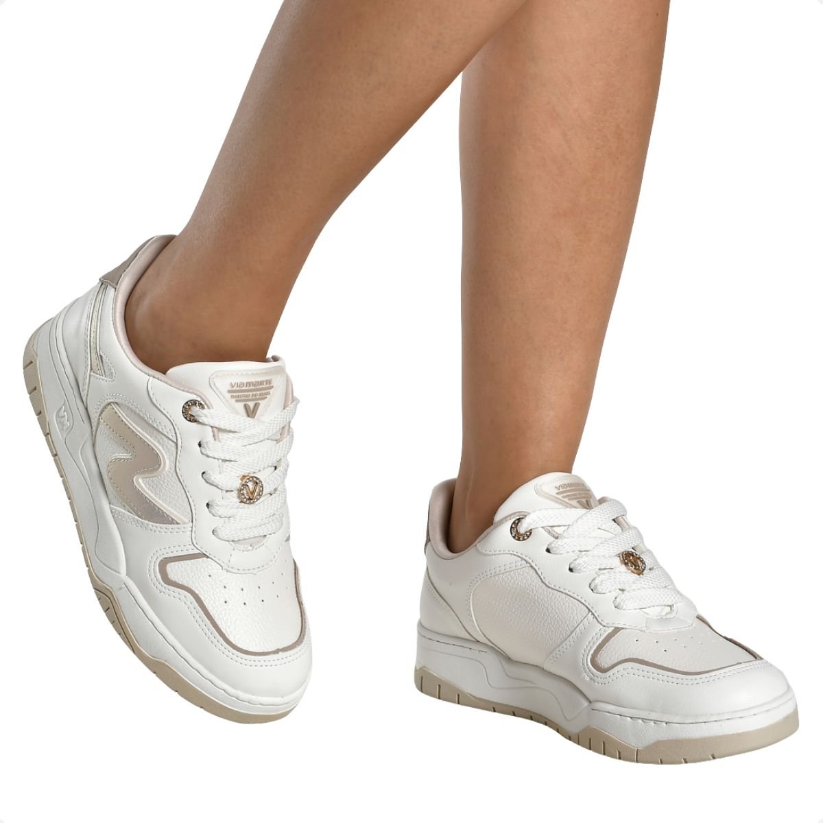 Tênis Moda Feminino Street Via Marte Branco/Bege 7