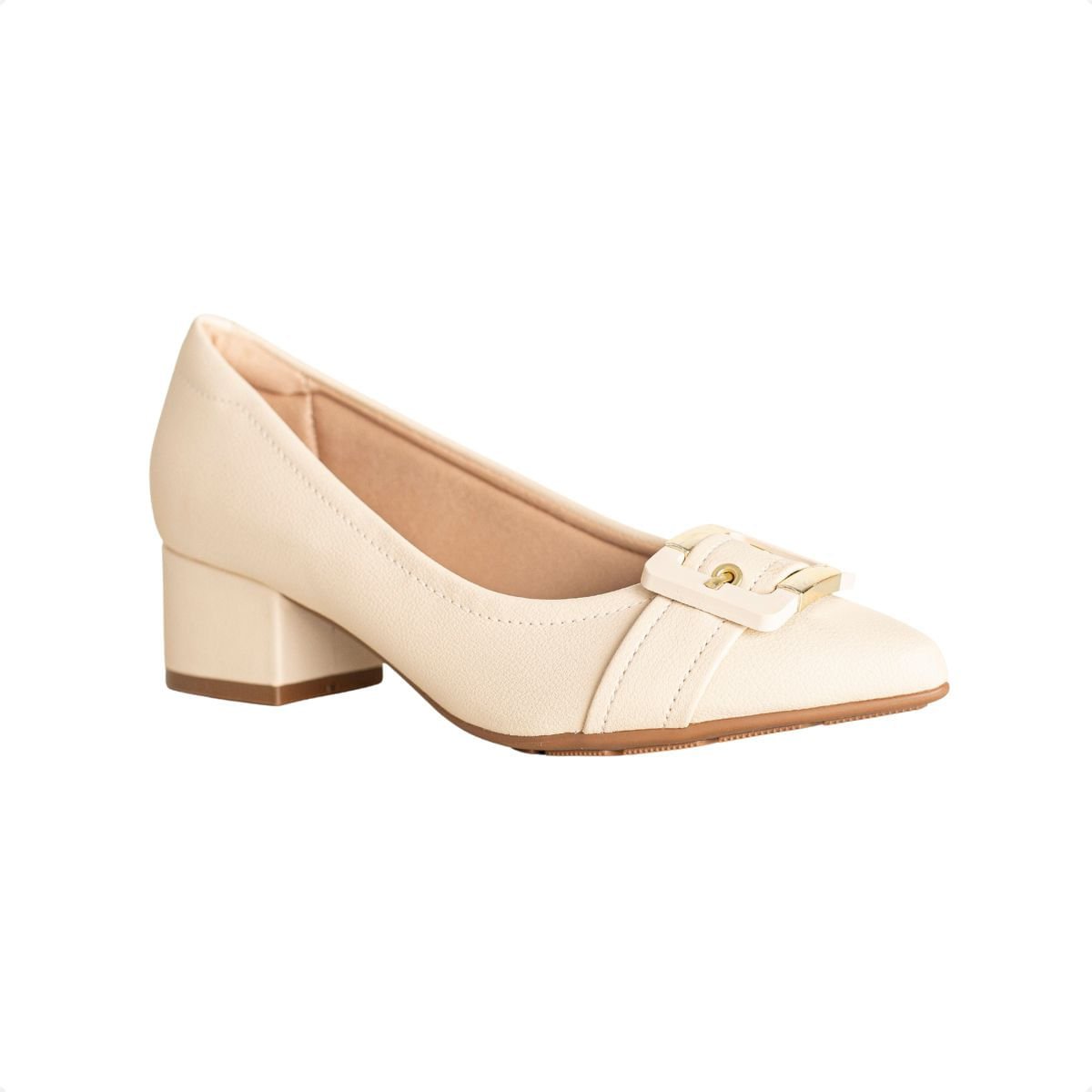 Scarpin Feminino Salto Bloco Creme Modare Creme 2