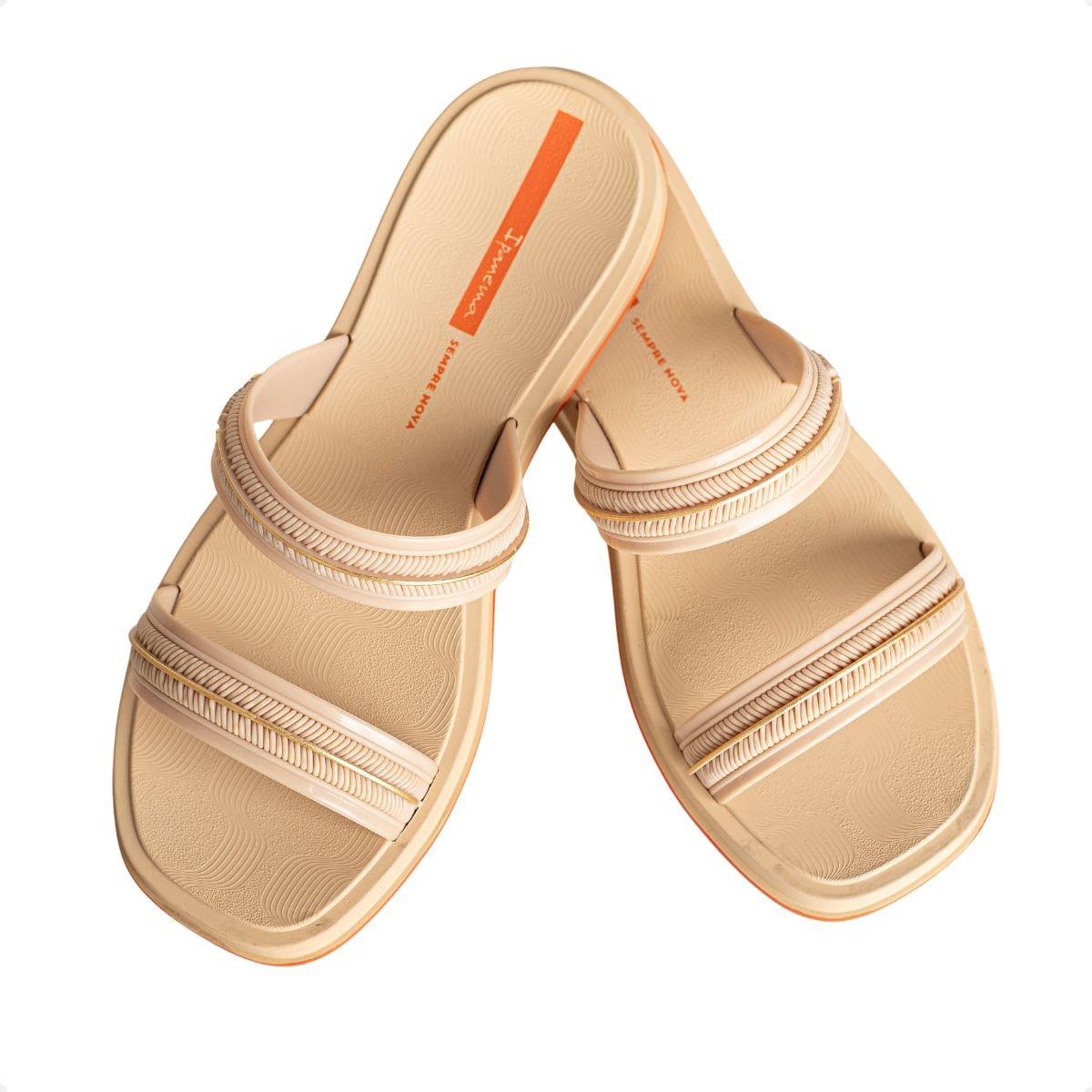 Chinelo Fem Gaspea/Slide Ipanema Glow Slide Bege/Dourado/Laranja 6