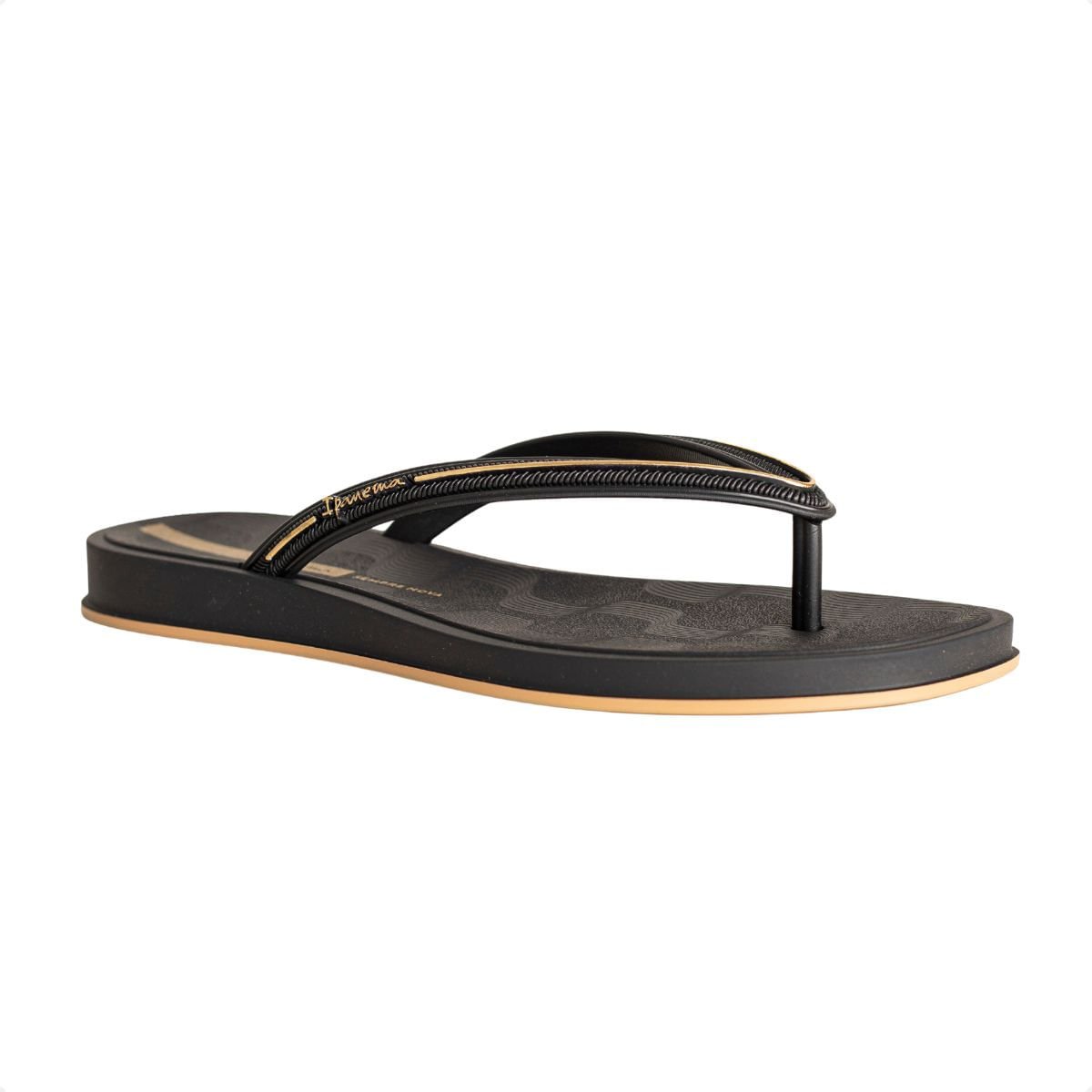 Chinelo Feminino Dedo Ipanema Glow Preto/Dourado 2