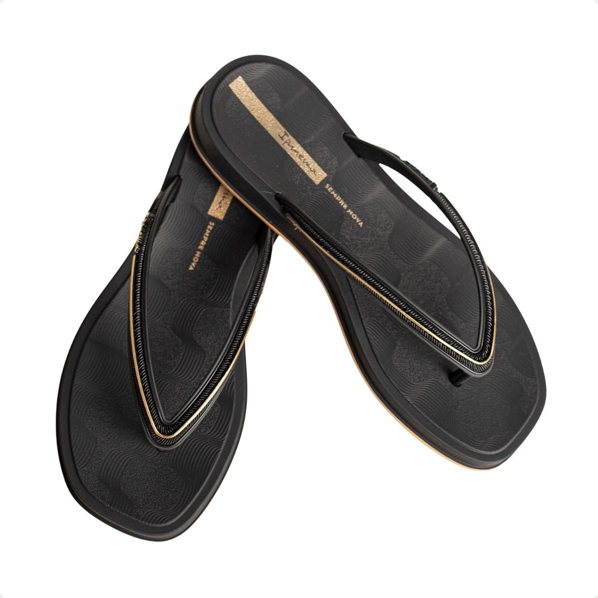 Chinelo Feminino Dedo Ipanema Glow Preto/Dourado 6