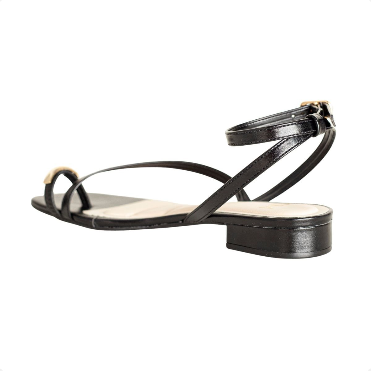 Sandália Rasteira Preta Dm Tiras Finas Preto 5