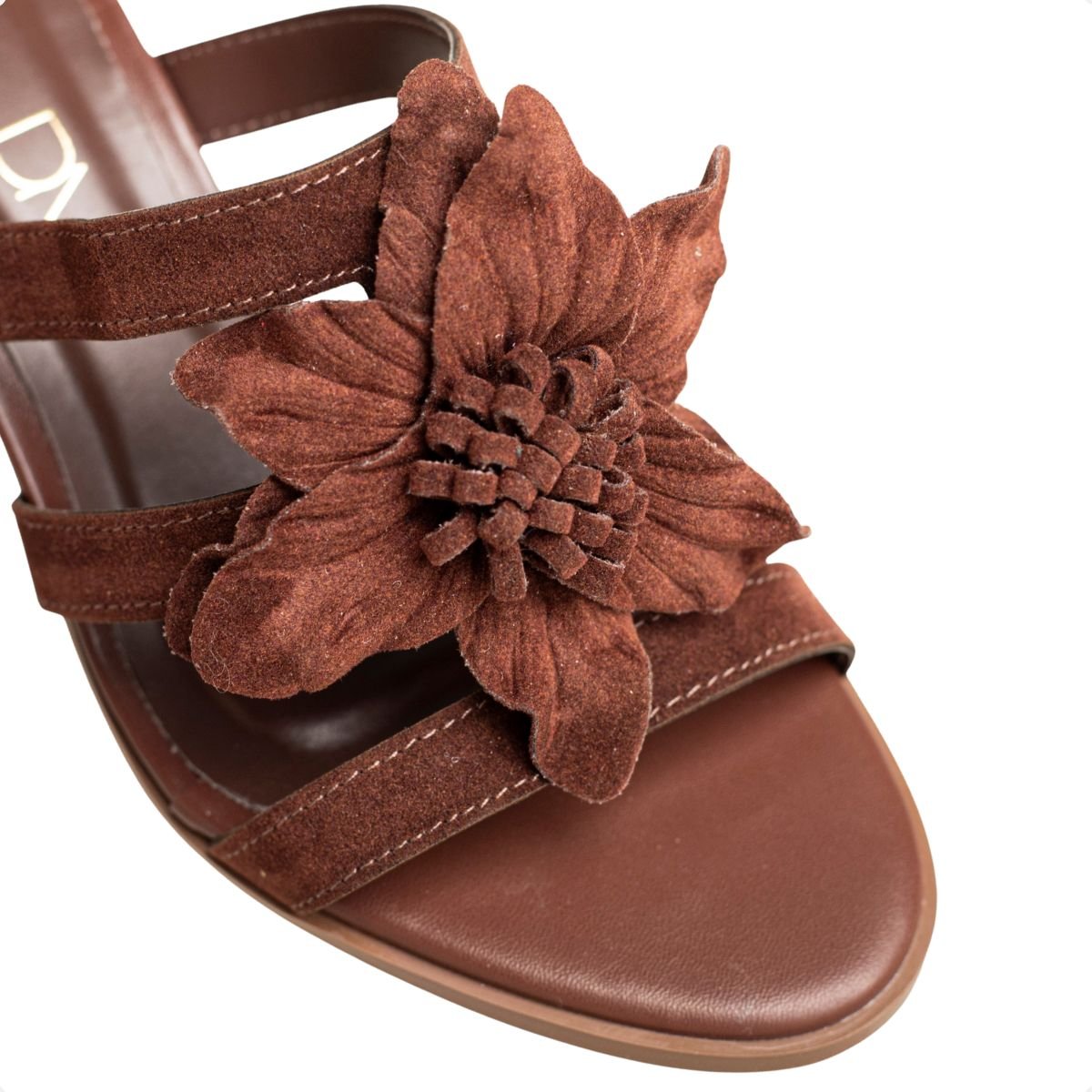 Tamanco Dm Flor De Camurça Marrom Marrom 3