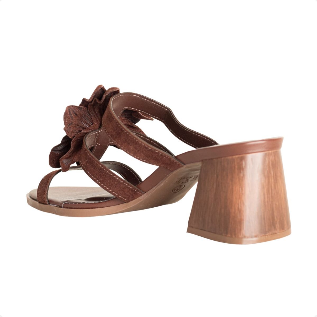 Tamanco Dm Flor De Camurça Marrom Marrom 5