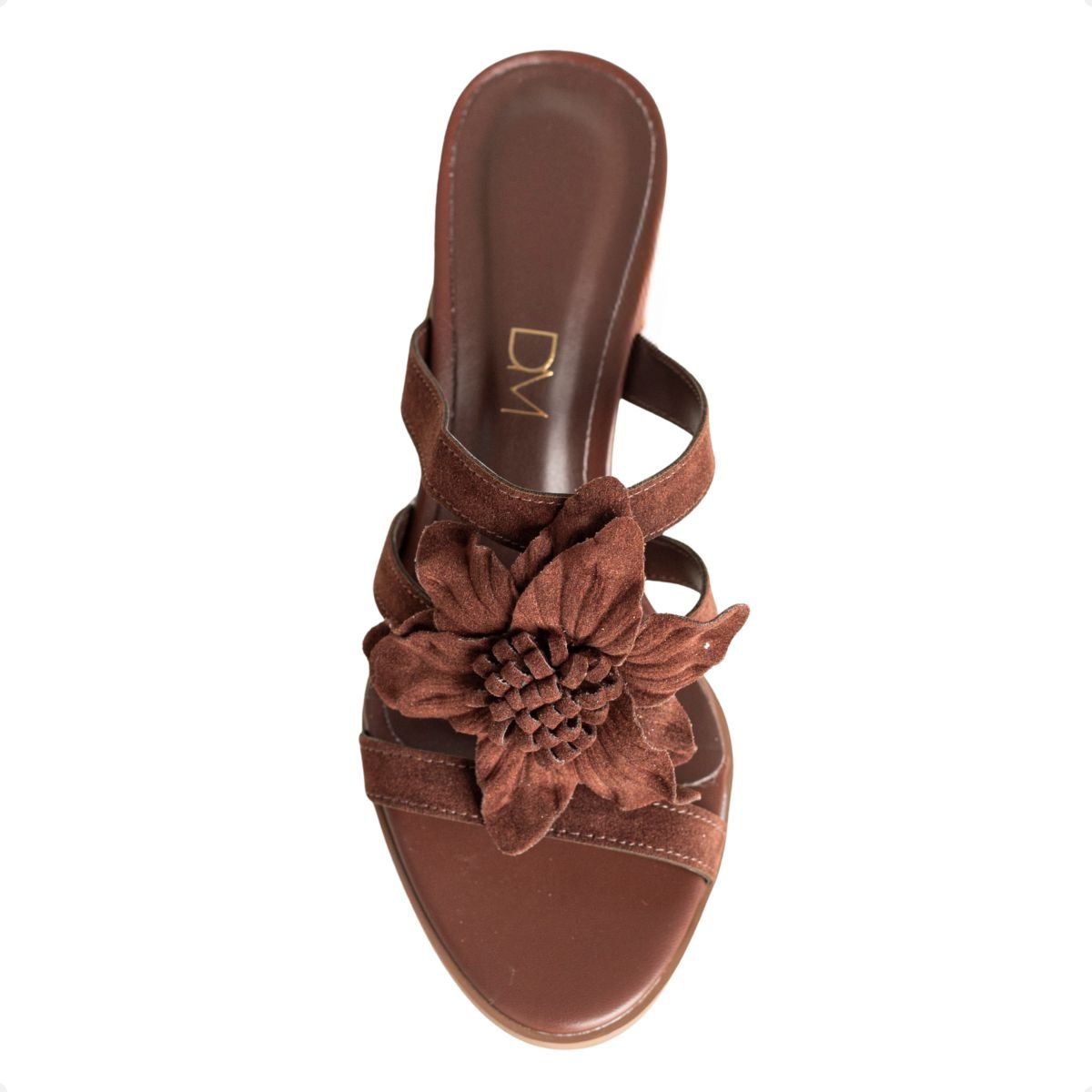 Tamanco Dm Flor De Camurça Marrom Marrom 6