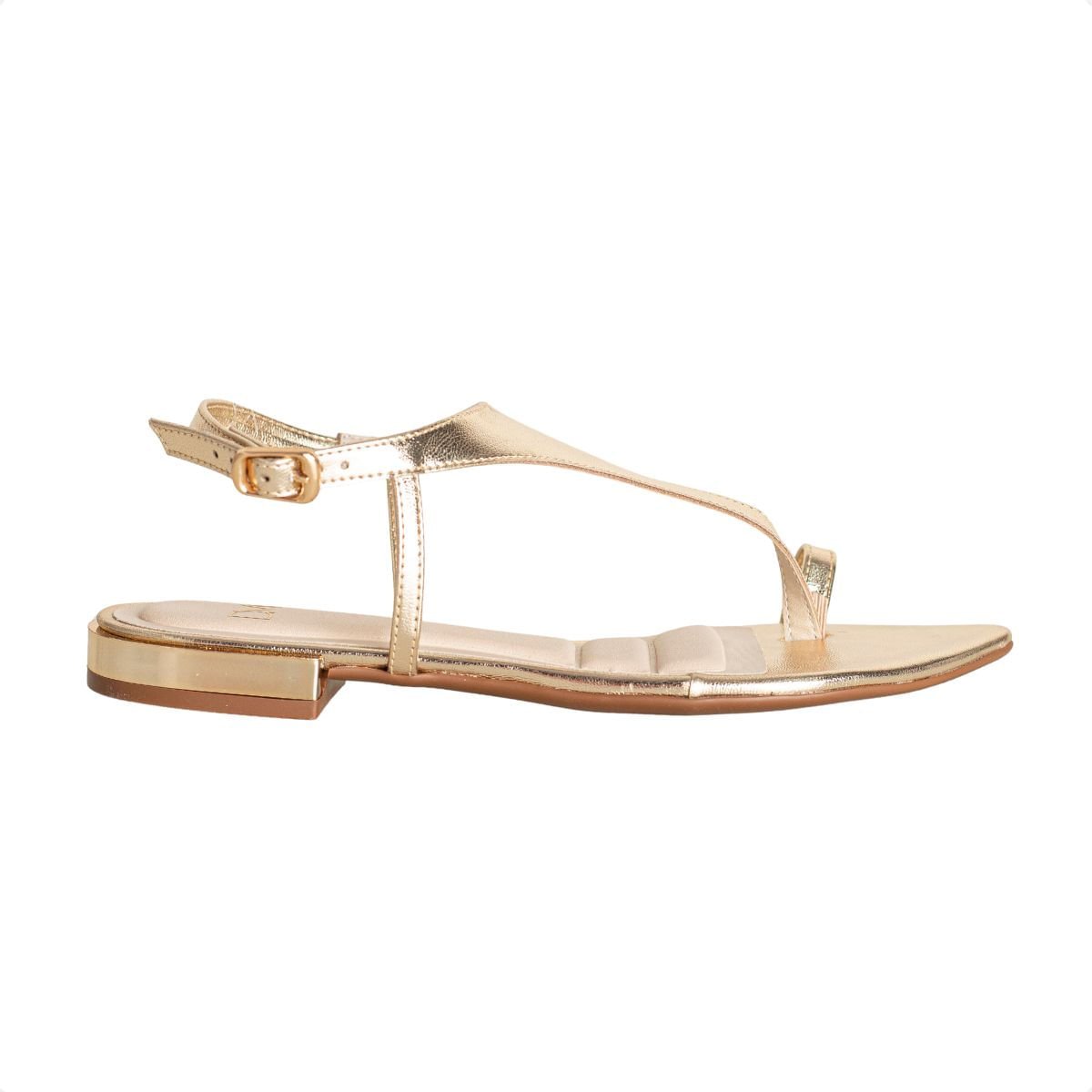 Sandália Rasteira Dourada Dm Glam