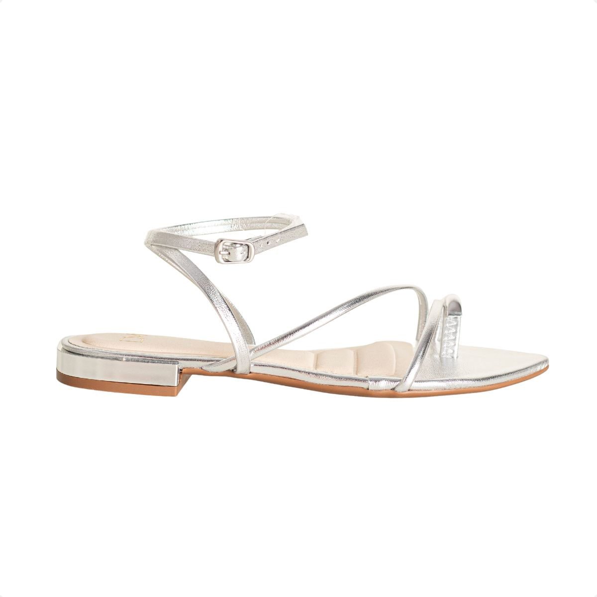 Sandália Rasteira Dm Prata
