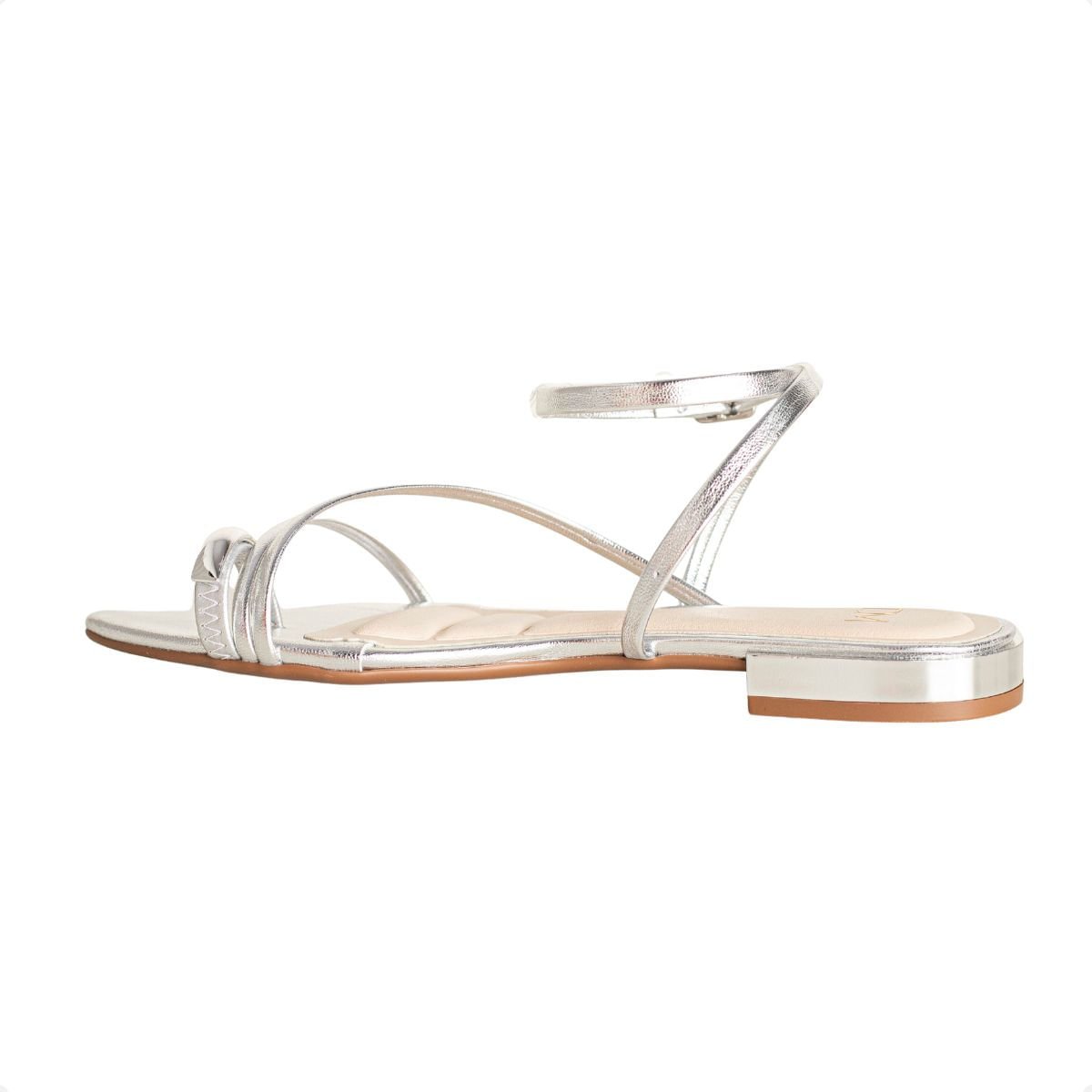 Sandália Rasteira Dm Prata Prata 5