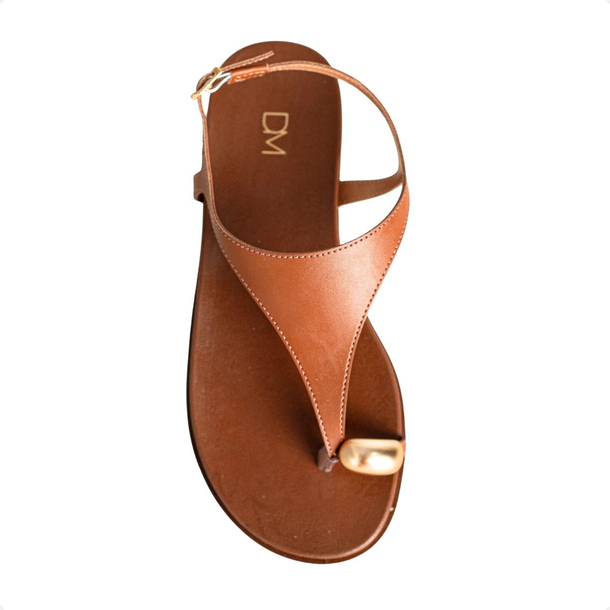 Sandália Rasteira Dm Veraneio Caramelo Marrom 6