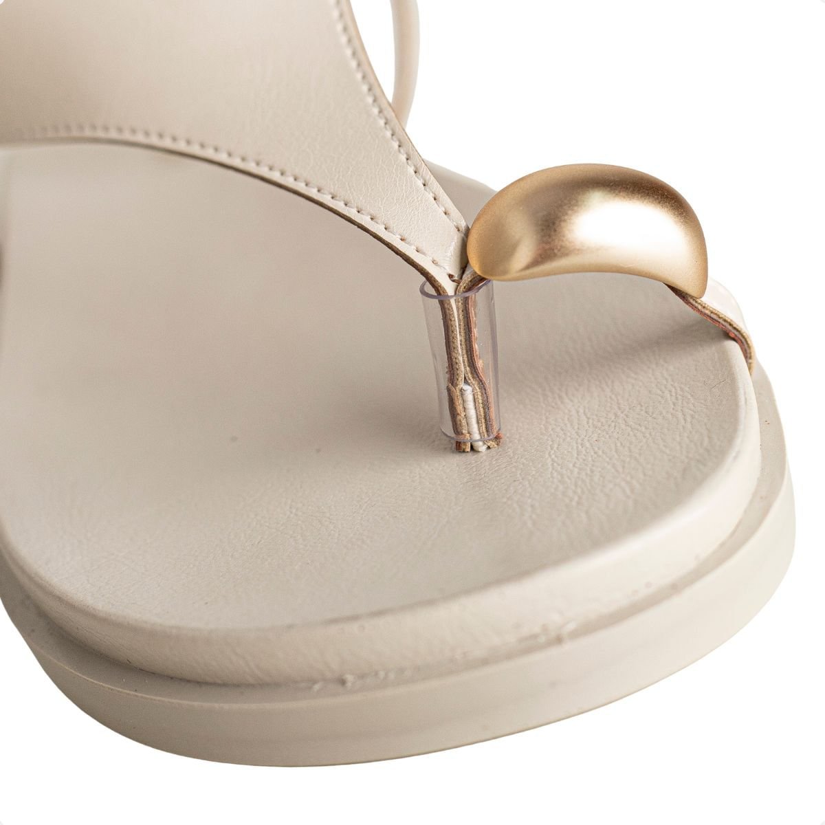 Sandália Rasteira Dm Veraneio Off White Branco 3