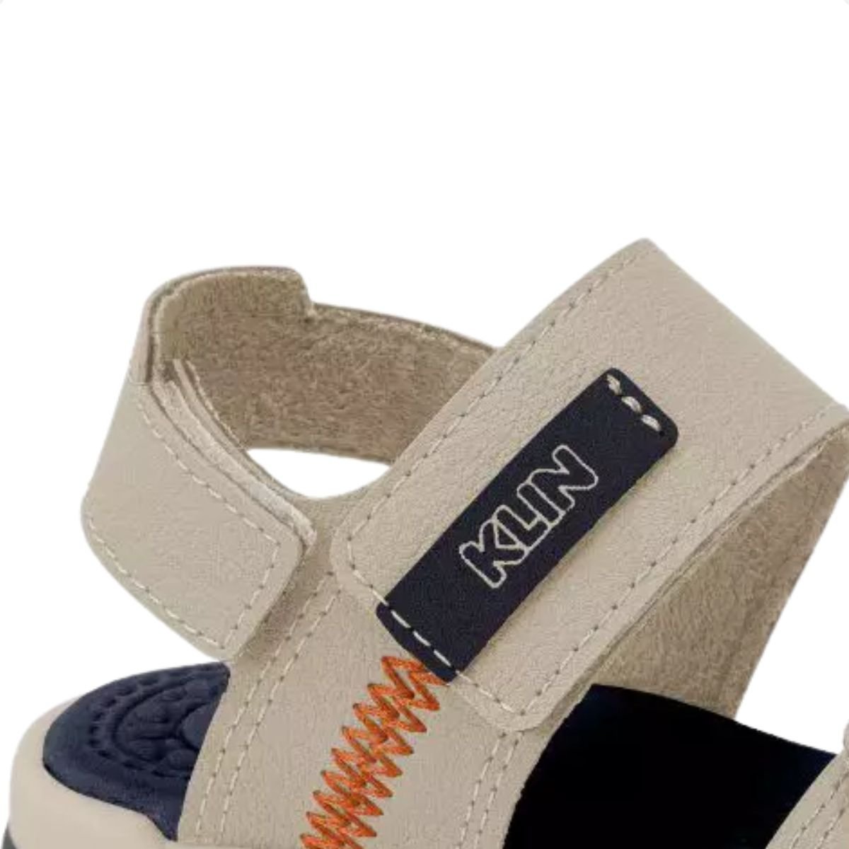 Sandalia Papete Infantil Klin Line Play Menino Velcro Bege/Azul 6