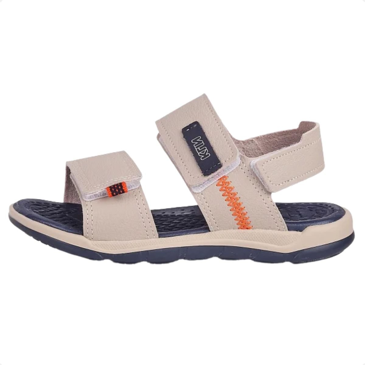 Sandalia Papete Infantil Klin Line Play Menino Velcro Bege/Azul 7