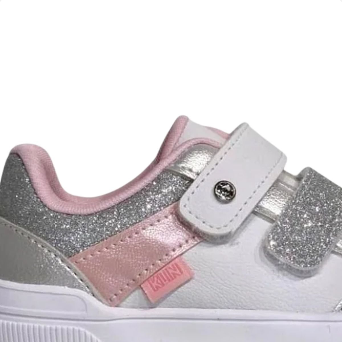 Tênis Casual Infantil Menina Brilho Klin Branco/Prata/Rosa 6