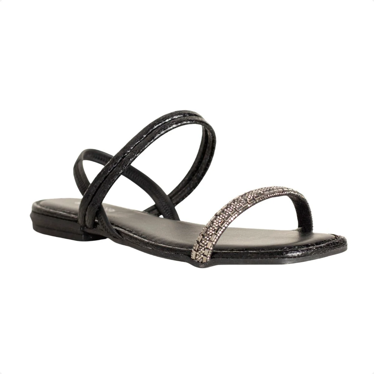 Sandália Femiina Rasteira Mississipi Shopdope Preta Preto 2