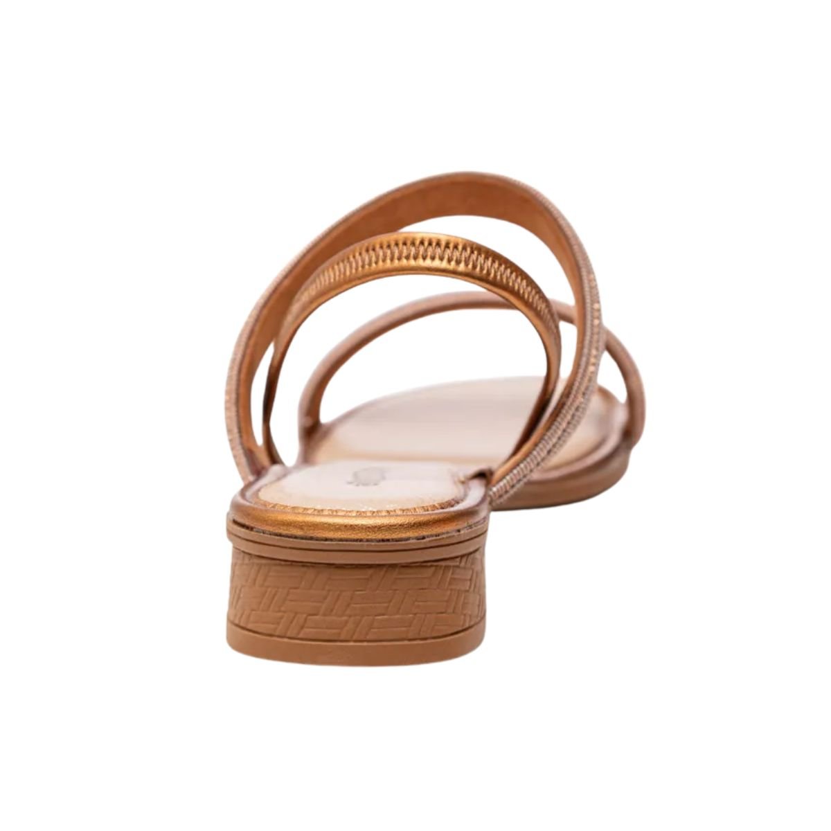 Sandália Feminina Salto Baixo Grosso Mississipi Dourada Marrom 4