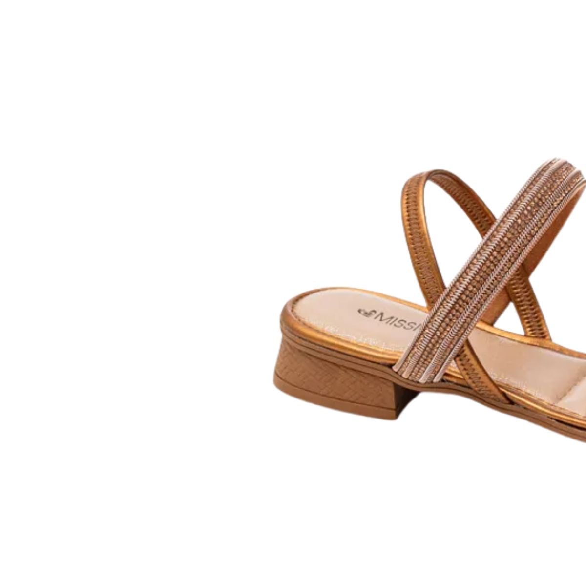 Sandália Feminina Salto Baixo Grosso Mississipi Dourada Marrom 7