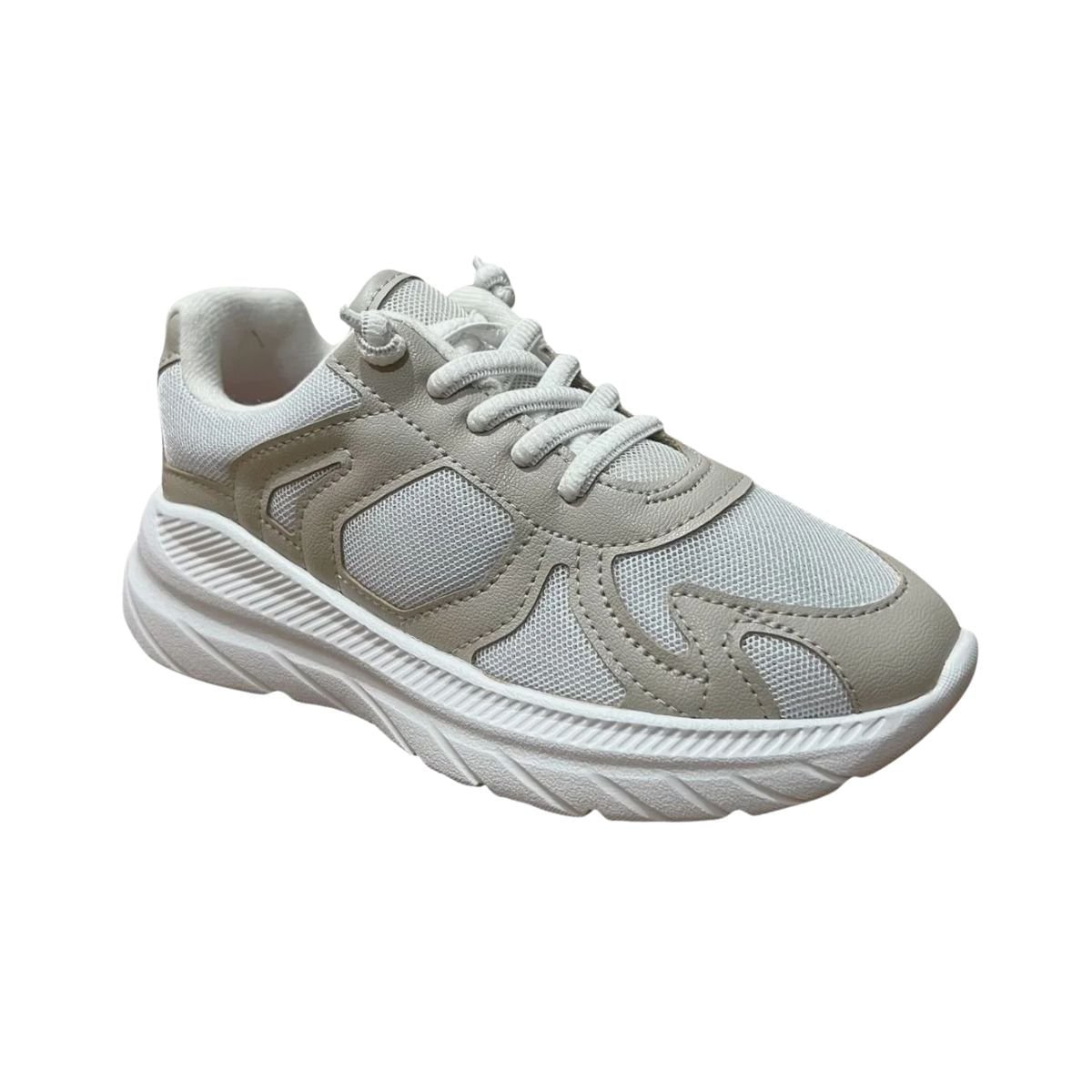 Tênis Running Infantil Molekinha Branco E Cinza Branco/Bege 2