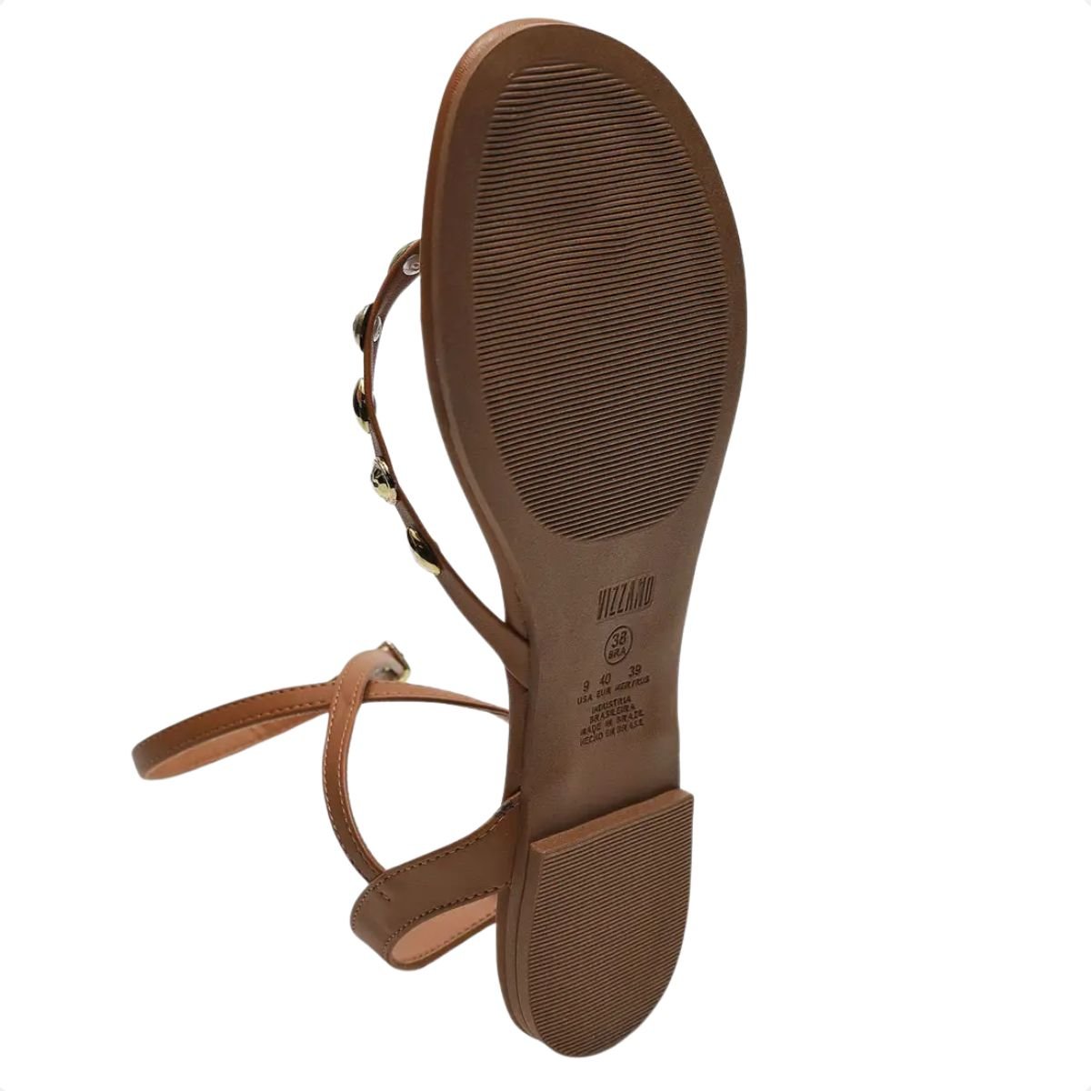 Sandália Feminina Rasteira Vizzano Aplique Marrom 6