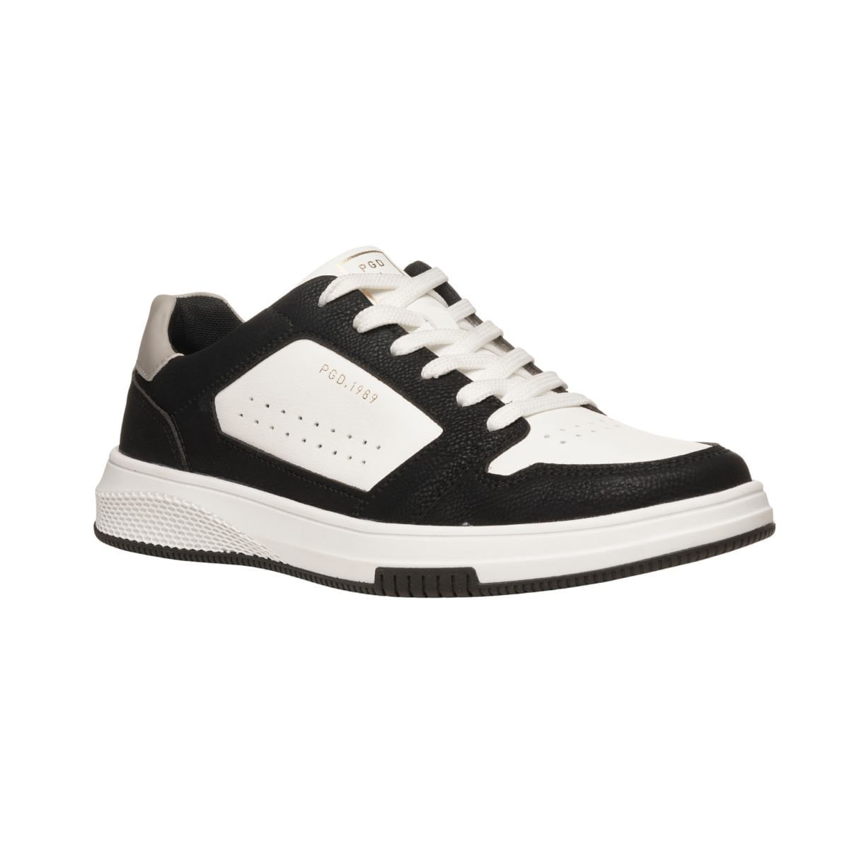 Sapatênis Pegada Masculino Em Microfibra Branco Branco/Preto 2