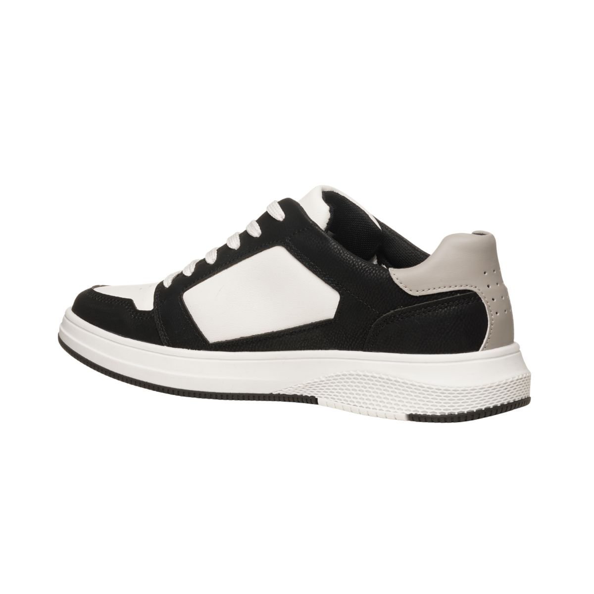 Sapatênis Pegada Masculino Em Microfibra Branco Branco/Preto 4