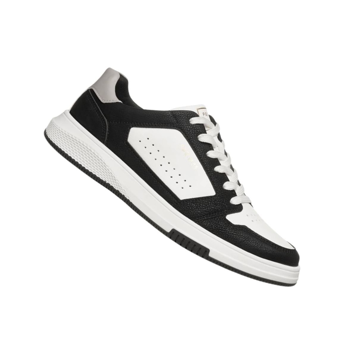 Sapatênis Pegada Masculino Em Microfibra Branco Branco/Preto 6