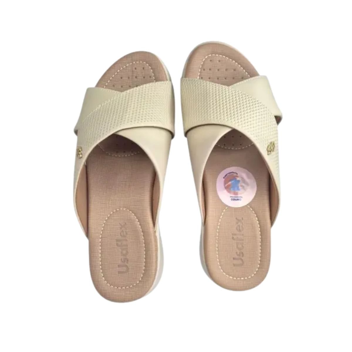 Tamanco Feminino Anabela Usaflex Off White Bege 2