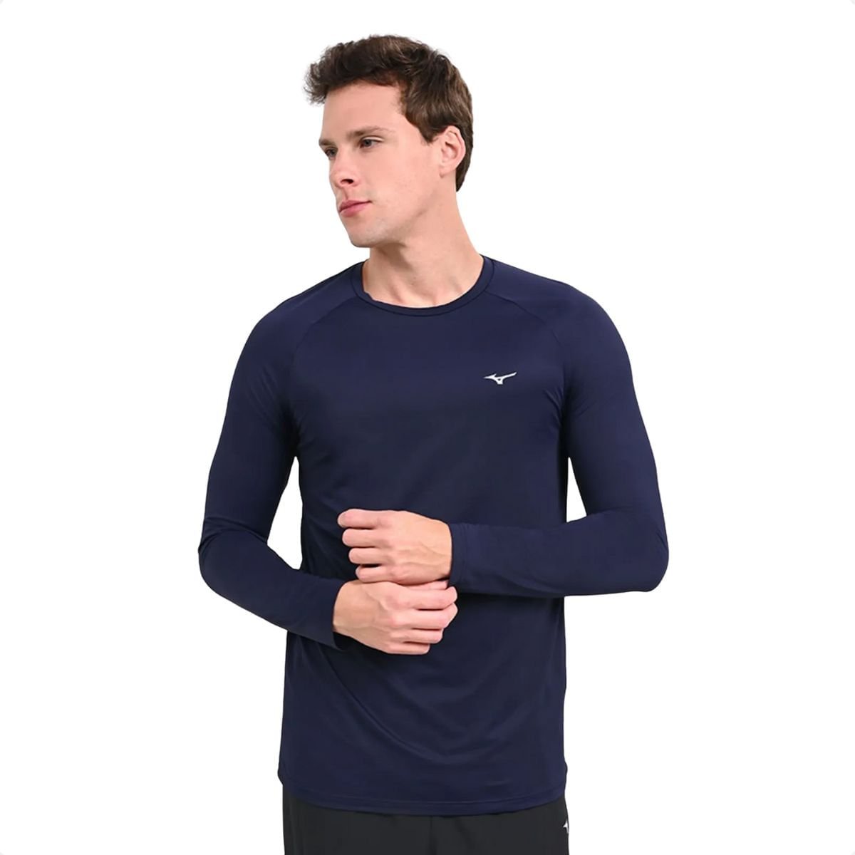 Camiseta Masculino Manga Longa Mizuno Pro Uv Azul