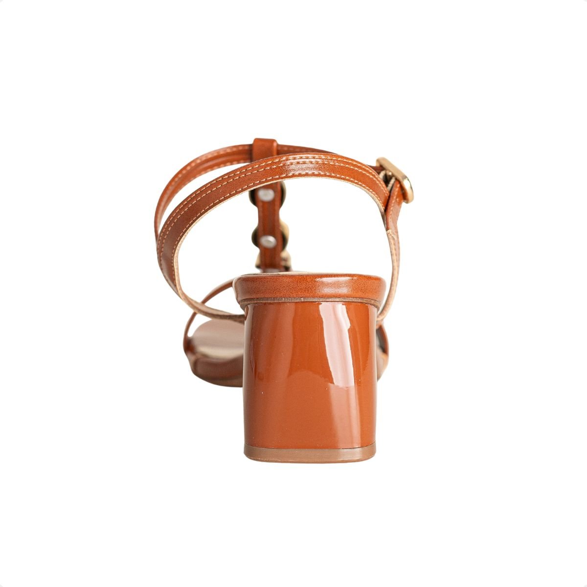 Sandália Salto Orgânico Marrom Com Detalhes Dourados Dm Marrom 4