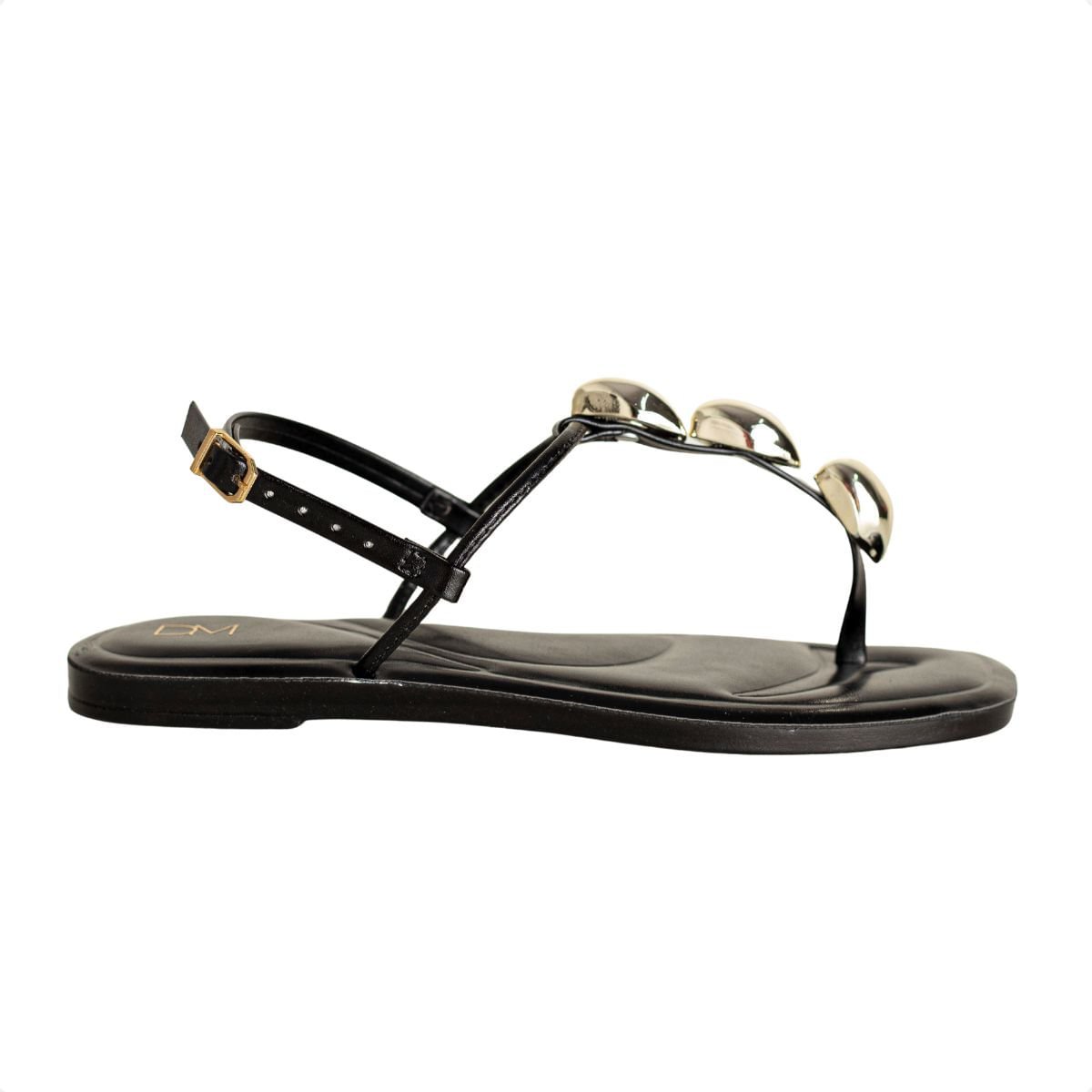 Sandália Rasteirinha Dm Glam Preta