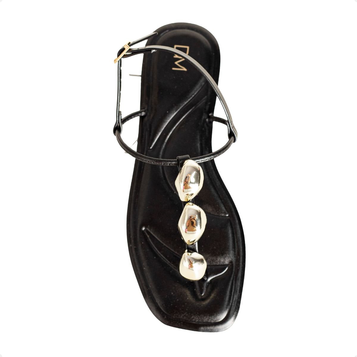 Sandália Rasteirinha Dm Glam Preta Preto 6