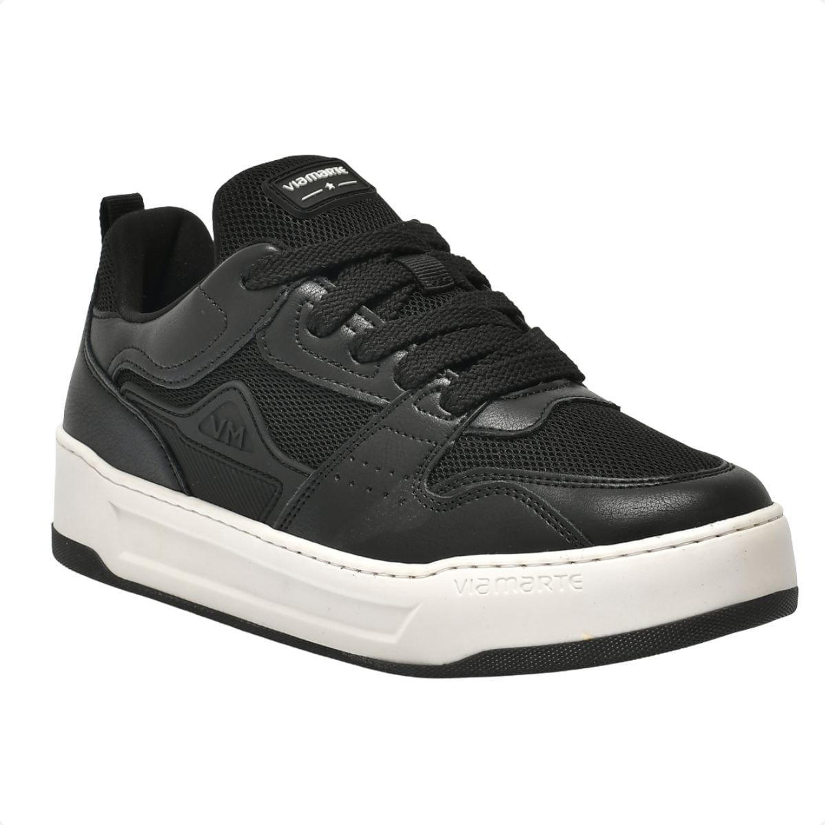 Tênis Moda Casual Feminino Via Marte Preto Preto 2