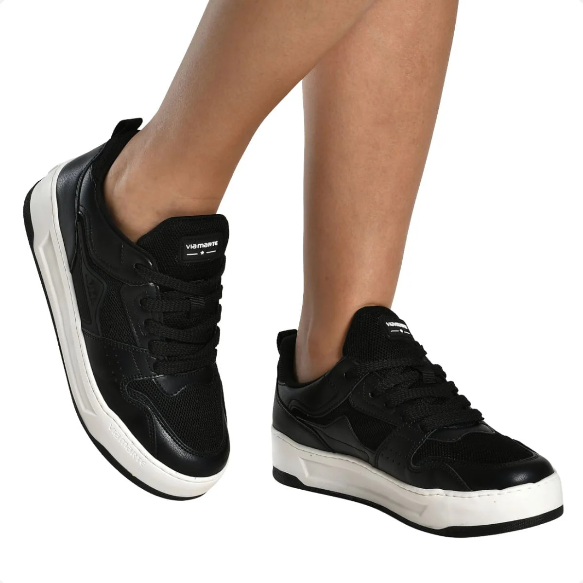 Tênis Moda Casual Feminino Via Marte Preto Preto 7